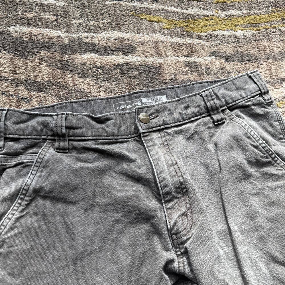 Men's Carhartt Gray Brown Rugged Flex Duck Utility Cargo Work Pants Sz 34 x 32 - Picture 7 of 9